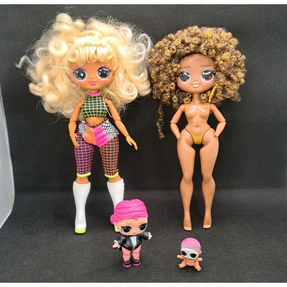 LOL Surprise OMG Doll Lot 2 Fashion Dolls 2 Mini Dolls Incomplete Tot Lil Sister